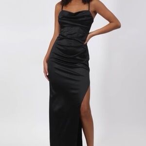 Honey And Rosie Emma Bodice Side Slit Satin Long Prom Formal Wedding Dress Sz M
